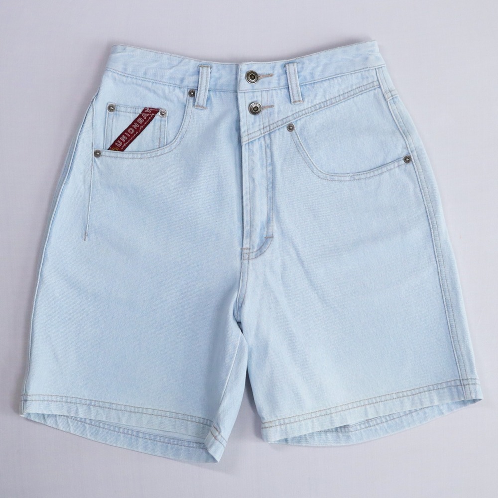 Vtg Unionbay Denim Shorts Light Wash Womens 9 High Waisted Bermuda Double Button